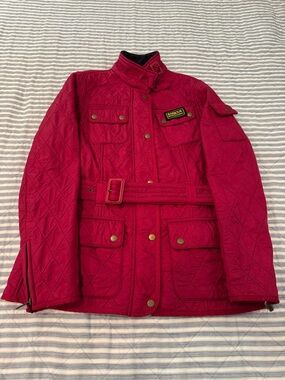 Vintage Barbour Magenta Quilted Belted Jacket